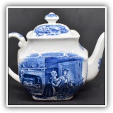 E19. "Liberty Blue" blue and white transferware teapot. - $34