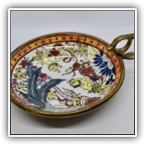 N13. "Chien Garden" brass and porcelain dish. 5.75"W - $12