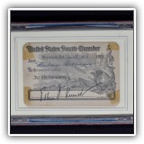 C2. Framed United State Senate Chamber ticket signed or stamped John F. Kennedy. - $125