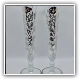 G7. Pair of glass with silver overlay footed vases. 10.25"T - $20