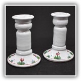 D38. Portuguese pottery candlesticks. 4"T - $6 for the pair