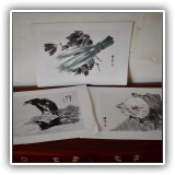 A48. Set of 3 unframed Chinese watercolors - $50 for the set