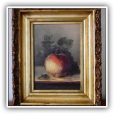 A8. Unsigned still life painting on board. Frame: 10" x 12"