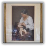 A21. Thomas Shields Clarke "Maternity" pastel drawing. Frame: 17.25" x 23.25" - $250
