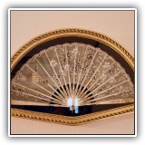 P85. Framed Italian lace fan. Frame: 13.5"T x 21.5"W - $75