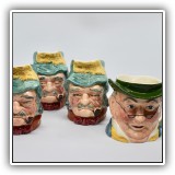 C11. Set of 4 Sylvac Toby mugs. (3 "Gaffer", 1 "Mr. Pickwick") - $32 for the set