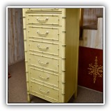 F40. Thomasville bamboo carved lingerie chest. Dimensions: 58"T x 19"D x 25"W - $325