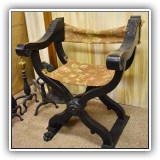 F44. Savonarola folding chair. Dimensions: 17.5"D x 27"T