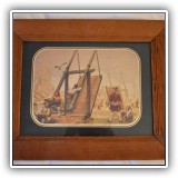 P29. Framed print endata-captiond"Vessel Entering Anchorage". Frame: 15" x 12" - $24