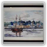 A18. Joseph T. Higgins framed watercolor Frame: 27.75" x 21.5" - $145A