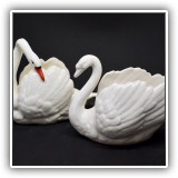 E12. Pair of swan candy dishes (one from Slovakia and one from Germany/ Goebel) - $16