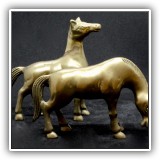 B2. Pair of brass horses. 4.5"T and 5"T - $16