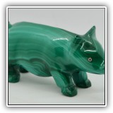 C34. Green stone pig. 3" x1.5" Small chip on ear. - $6
