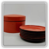 K38. Set of vintage orange coaster with box. - $8