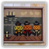 P88. Framed textile picture. Frame: 11.5"  x 13.25" - $18
