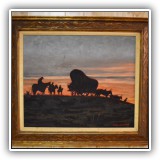 A59. Covered Wagon oil painting on canvas by Giragos Der Garabedian. Frame: 27"x31" - $225
