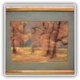 A76. "Windy Day" pastel by Giragos Der Garabedian.  Condition issues.  DImensions: 21" x 17.25" - $30