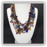 J101. Multicolored beaded necklace,  18" long - $16