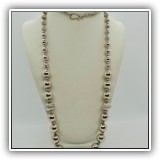 J118. Heritage Museum Replica silver tone beaded necklace, signed HMR, 34" long - $125