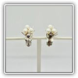 J126. Sterling silver and pearl clip earrings - $18