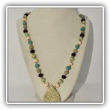 J133. Stone necklace, 22" - $18