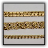J105. 3 Gold tone 7" bracelets (Top 2 made by Trifari)