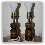 D23. Pair of wooden table lamps