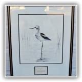 P75. American Avocet" bird print by Mauyra Twitchell. Frame: 22" x 29" - $75