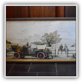 P25. Framed Old Fashioned Car Prints pair by Leslie Saalburg Frames: 31"x16" - $250 for pair