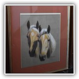 A43. Pastel of two palomino horses signed Ch. Anderson. Frame: 27" x 24" Artwork: 15.5" x 18.5" - $195