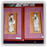 P43. Set of 4 embroidered and framed Asian figures. - $80 for the set