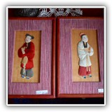 P43. Set of 4 embroidered and framed Asian figures. - $80 for the set
