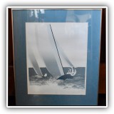P20. "Beat to Windward" limited edition print 38/70 by Marcia Gibbons. Frame: 20" x 24" - $80