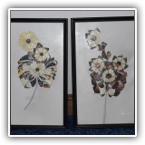 P82. Pair of butterfly wing art pictures. Frames: 10" x 15" - $36 for the pair