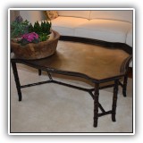 F08. Coffee table with bamboo carved legs. 44.5"w x 28.5"d - $250