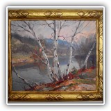 A08. "Birch Trees" oil painting on canvas by Emile A. Gruppe 24.5"h x 19.5"w - $8,000