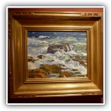 A24. T. M. Nicholas seascape painting. 7.5"h x 9.5"w - $1,600