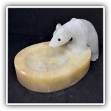 D23. Alabaster polar bear ashtray