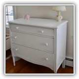 F52. White painted 3-drawer dresser. - $85 