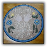 D06. Small round area rug "Many Hands Make Light Work". 36"w - $65