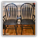 F36. Pair of black Windsor armchairs - $120