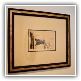 A44. Boat etching by Anthony Thieme. Frame: 12"h x 13.75"w