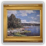 A20. "Summer on Penobscot Bay" oil painting on canvas by Stapleton Kearns. Goodnow Frame: 22.75"h x 26.75"w  - $2,000