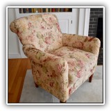 F04a. Upholstered floral chair by Rowe Furniture. 36"h x 34"w x 33"d - $275 each.