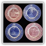 P23. Set of 4 Wesleyan College Wedgwood plates. One blue plate chipped - $95 for the set
