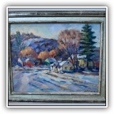 A10. "Vermont Winter" oil painting on board by A. T. Hibbard. Board: 15.5" x 19.5"w - $2,500