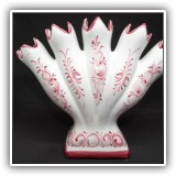 P20. R.C., & Cal. Handpainted pink and white vase Portugal 6"h x 7.5"w - $24