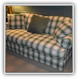 F4. Green plaid sofa by Pearson. 32"h x 83"w x 36"d. - $425