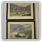 A07. Two small hunting prints. Frames: 9"h x 11"w - $28 each