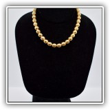 J10. 14K Gold beaded choker necklace. 14"l. Weight: 27.6g - $1,250